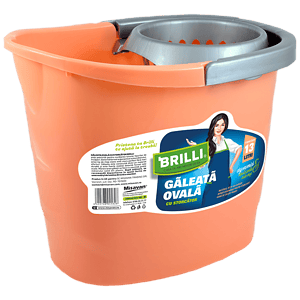 Galeata cu storcator Brilli, ovala, peach, 13l