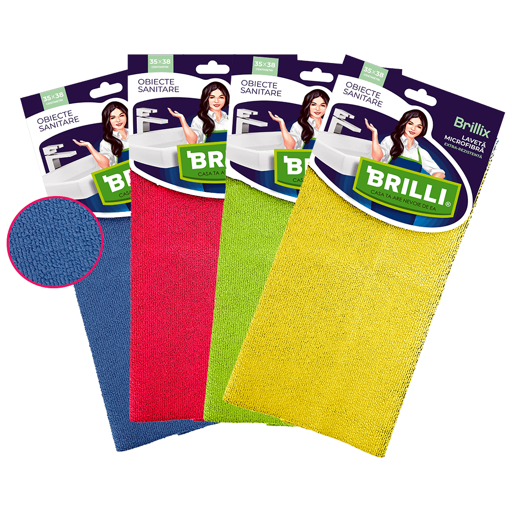 Laveta microfibra poliuretan pentru obiecte sanitare Brilli Brillix