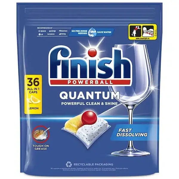 Detergent Tablete Masina Spalat Vase Finish Quantum All in 1 Lamaie 36 tablete