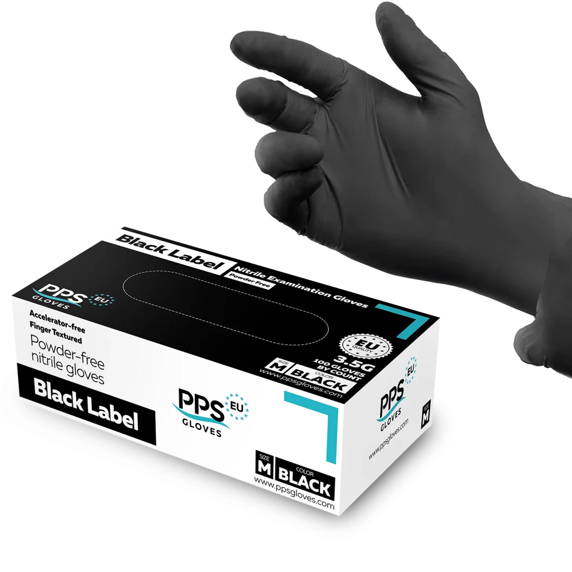 Manusi negre nepudrate Black Label 100 buc/cutie L